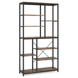 Black Metal Bookcase – 79in Industrial 9 - Tier Open Display Shelf - black metal bookcase - Hurbane Home