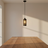 Vintage Black Iron Flame Pendant Light for Dining