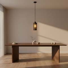 Vintage Black Iron Flame Pendant Light for Dining