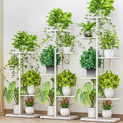 Black Metal Plant Stand – Multi - Tier Vertical Flower Pot Organizer - Hurbane Home