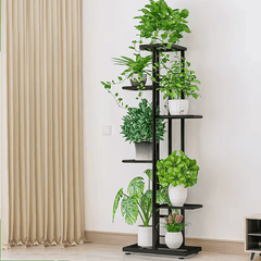 Black Metal Plant Stand – Multi - Tier Vertical Flower Pot Organizer - Hurbane Home