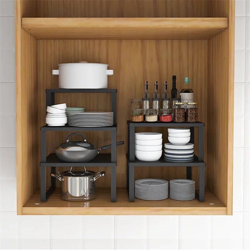 Black Metal Spice Rack - Versatile Kitchen Countertop Organizer for Efficient Storage - Kitchen Countertop Organizer - Hurbane Home