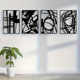Black Metal Wall Art - Large Modern Decor for Living Room Walls - black metal wall art - Hurbane Home