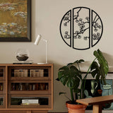 Black Round Wall Decor - Modern Metal Circle Art for Home Interiors - round metal wall art - Hurbane Home