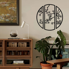 Black Round Wall Decor - Modern Metal Circle Art for Home Interiors - round metal wall art - Hurbane Home