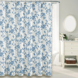 blue and gray shower curtain