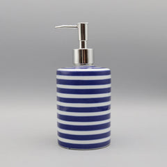 Blue and White Ceramic Soap Dispenser - Elegant Blue Pottery for Stylish Bathrooms - ceramic soap dispenser - Hurbane Home