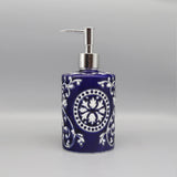 Blue and White Ceramic Soap Dispenser - Elegant Blue Pottery for Stylish Bathrooms - ceramic soap dispenser - Hurbane Home