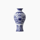 Blue and White Porcelain Wall Vase with Classic Floral Design - Hurbane Home
