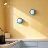 Blue orb wall sconce close up of the coloured rim and frosted globe