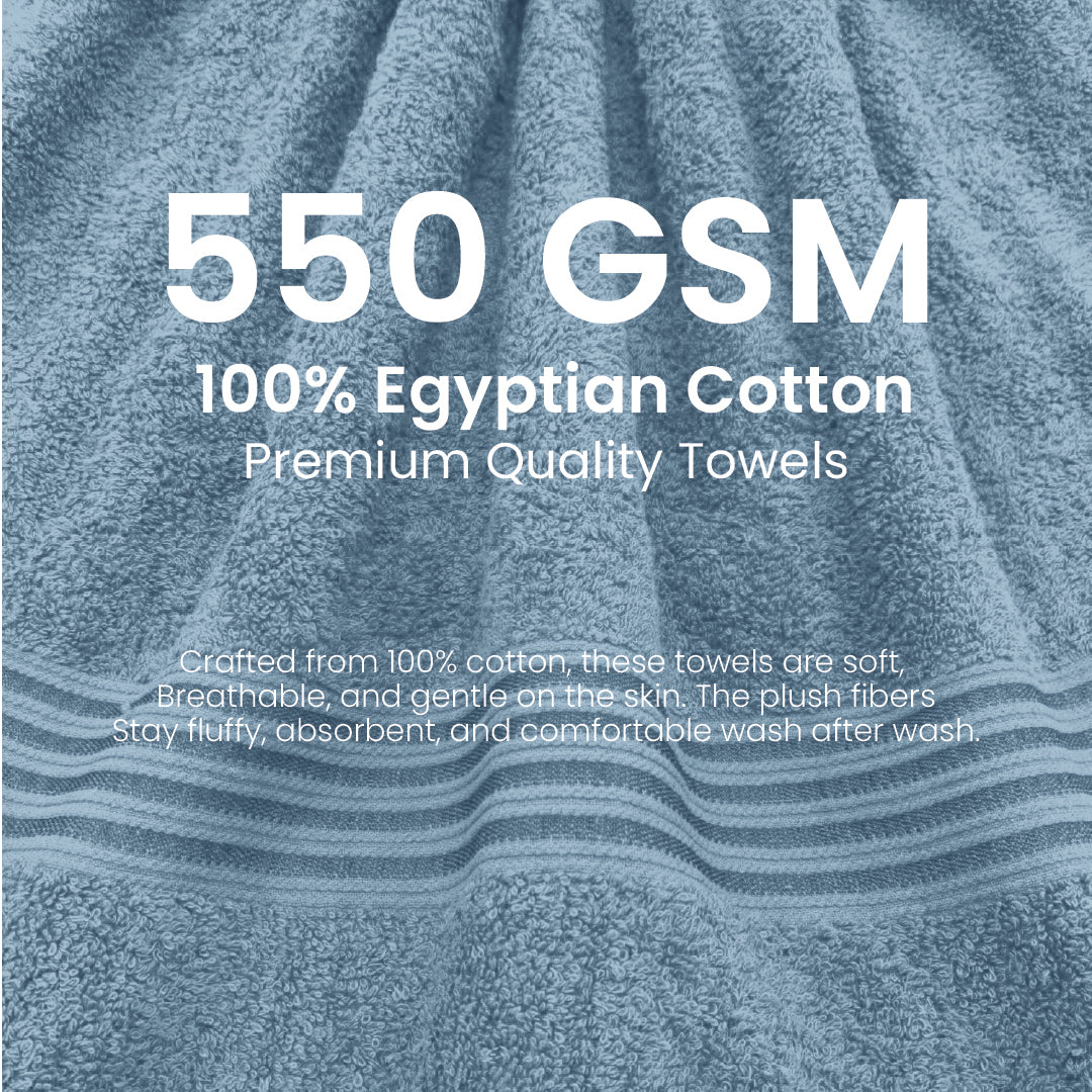 Premium Bath Towel Sets – 100% Egyptian Cotton, 550 GSM, 4 and 8-Piece Sets