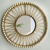 Bohemian Circle Mirror – Handwoven Macrame Round Wall Hanging - Hurbane Home