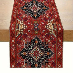 Bohemian Kitchen Runner - Modern Boho Style Long Red Table Decor - Boho Table Runner - Hurbane Home