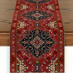 Bohemian Kitchen Runner - Modern Boho Style Long Red Table Decor - Boho Table Runner - Hurbane Home