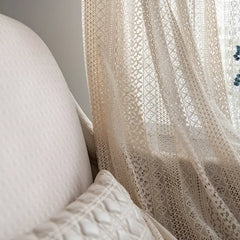 Bohemian Tassel Curtains – Crochet Lace Rod Pocket Sheer Cotton Blend - Hurbane Home