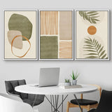 3 piece boho wall art with botanical leaf design
