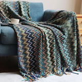 Boho Cotton Blanket - Versatile Cozy Throw with Stripes for Home Decor - Cotton Throw Blanket - Hurbane Home