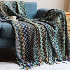 Boho Cotton Blanket - Versatile Cozy Throw with Stripes for Home Decor - Cotton Throw Blanket - Hurbane Home