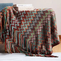 Boho Cotton Blanket - Versatile Cozy Throw with Stripes for Home Decor - Cotton Throw Blanket - Hurbane Home