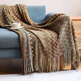 Boho Cotton Blanket - Versatile Cozy Throw with Stripes for Home Decor - Cotton Throw Blanket - Hurbane Home