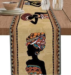 Boho Kitchen Runner - Cotton Linen Ethnic Farmhouse Table Decor - Boho Table Runner - Hurbane Home