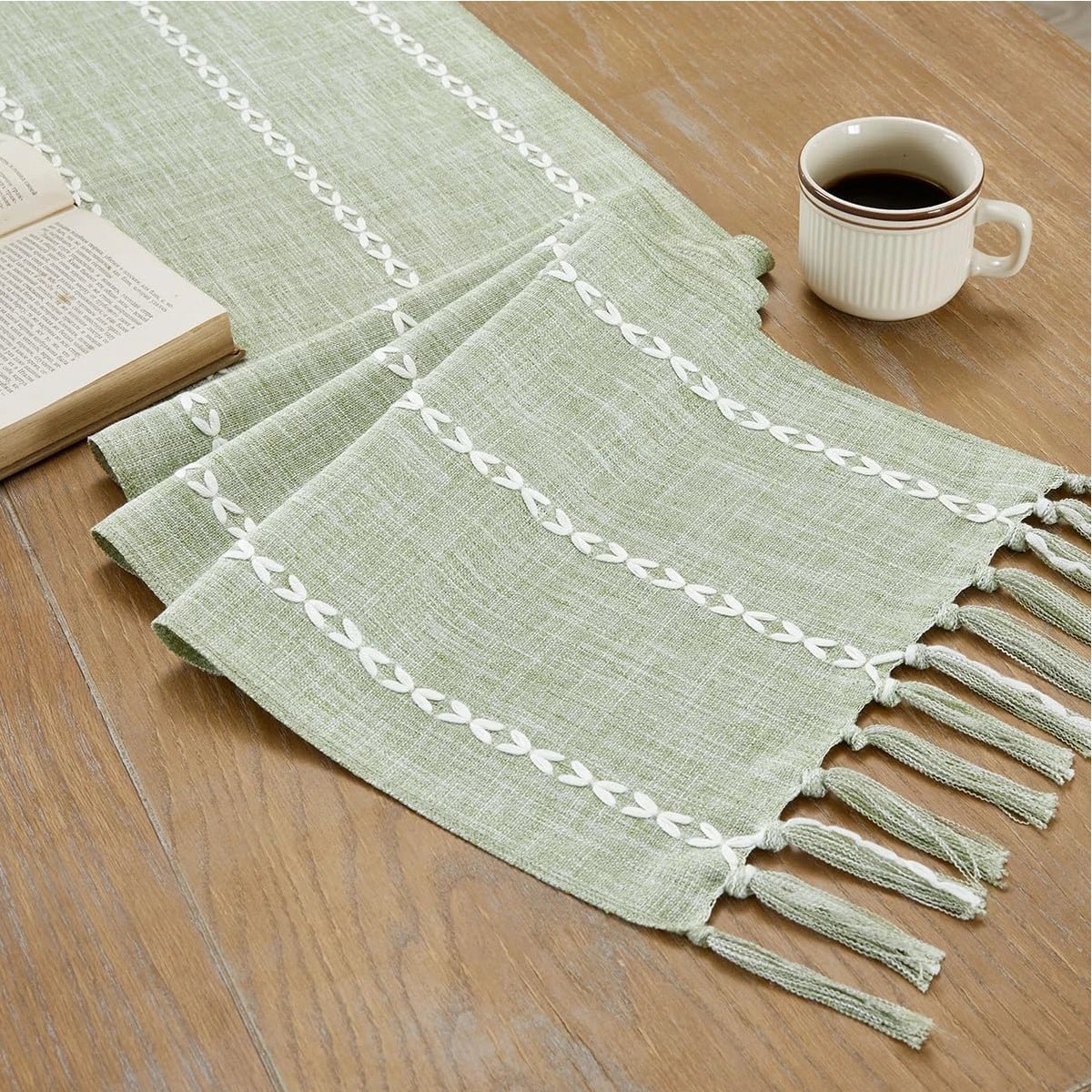 Boho Kitchen Runner - Modern Rustic Table Decor with Fringe Design - Boho Table Runner - Hurbane Home