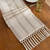 Boho Macrame Table Runner - Elegant Bohemian Style with Tassels for Dining Decor - Hurbane Home