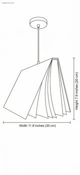 Line drawing of book pendant light width 11.8 inch x height 7.9 inch