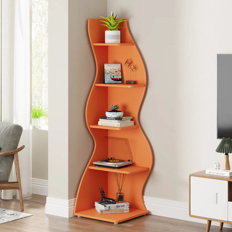 Book rack for living room styled with plants