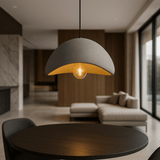 Pendant light shade underside showing the bulb opening
