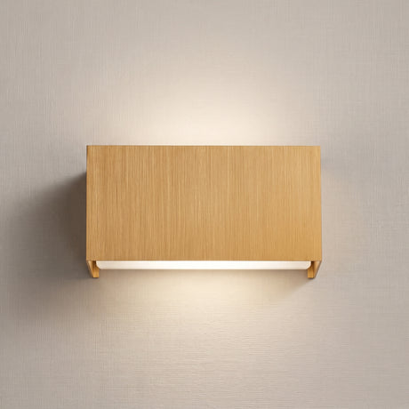 Gold rectangular aluminum wall sconce with warm up and down beams