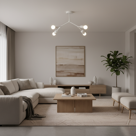 Branch Ceiling Light Molecular Iron Arms Exposed Bulbs Flush Mount