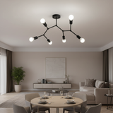 Branch Ceiling Light Molecular Iron Arms Exposed Bulbs Flush Mount