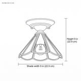 Line drawing of the ceiling light, height 9 in and shade width 9 in
