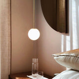 Glass globe pendant with a fixed 39.4 inch brass rod drop, view 3