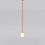 Opal glass sphere pendant on a slim vertical metal stem, view 16