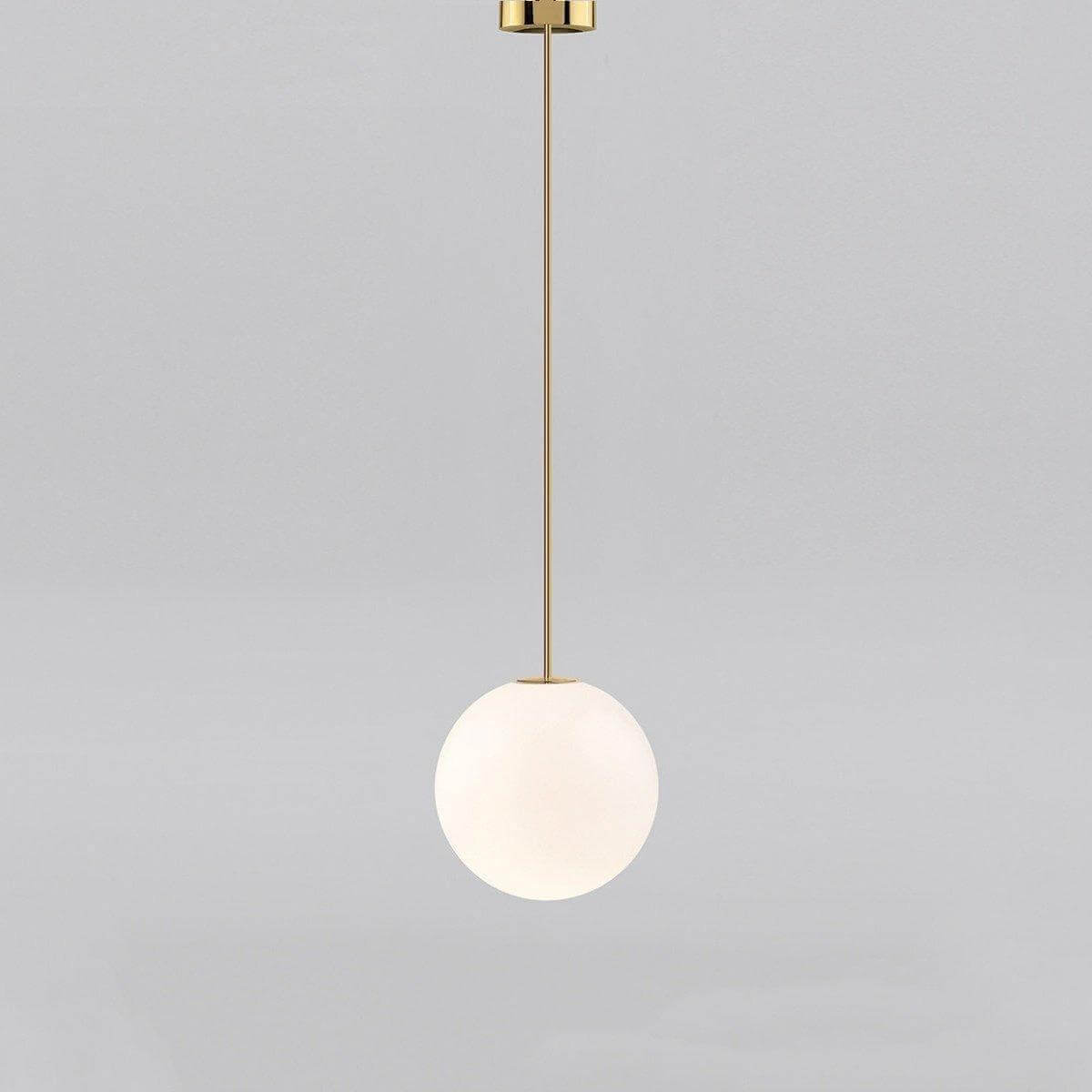 Modern globe pendant light on a rigid stem for kitchen islands, view 18