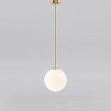 Modern globe pendant light on a rigid stem for kitchen islands, view 18