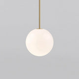 Brass stem globe pendant light with a black rod finish, view 20