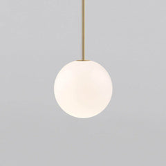 Brass stem globe pendant light with a black rod finish, view 20