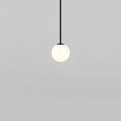 Opal glass sphere pendant on a slim vertical metal stem, view 22