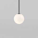 Brass rod pendant light with a 3.6 inch opal glass globe, view 23