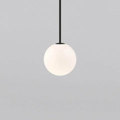 Brass rod pendant light with a 3.6 inch opal glass globe, view 23