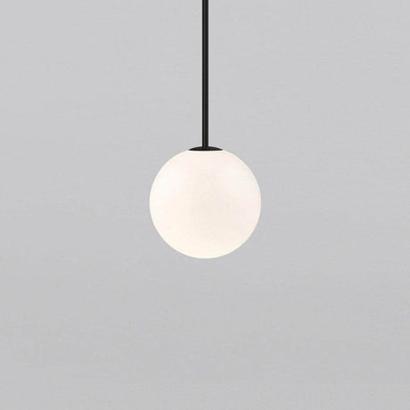 Brass rod pendant light with a 3.6 inch opal glass globe, view 23