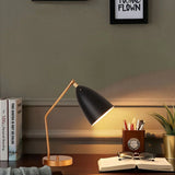 Brass task lamp with conical shade side view