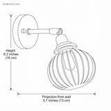 Dimension drawing of the sconce, 6.3 inches high with 5.1 inch projection