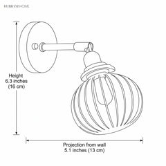 Dimension drawing of the sconce, 6.3 inches high with 5.1 inch projection