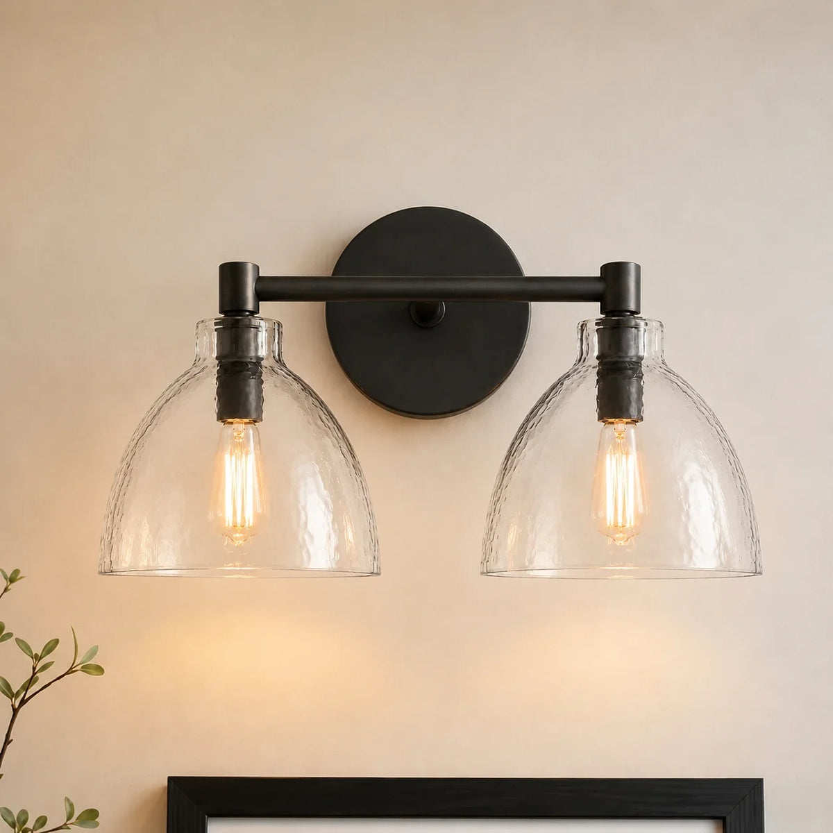 Brass seeded glass dome sconce detail view 8 showing finish and construction