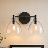 Brass seeded glass dome sconce detail view 8 showing finish and construction