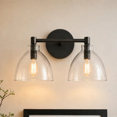 Brass seeded glass dome sconce detail view 8 showing finish and construction